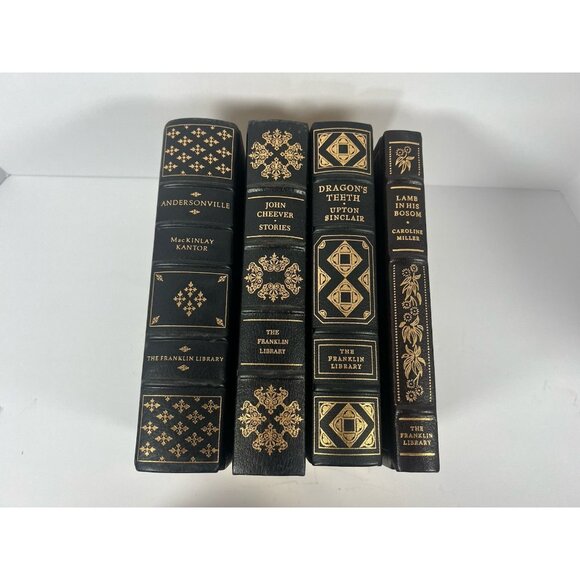 Lot Of 4 Franklin Library Full Leather Books Vintage Decor Collectible Hardcover - Picture 1 of 6